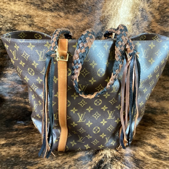 Vintage Louis Vuitton Revamped Shopping SacTote Handbag Turquoise Braided Straps - Picture 2 of 16